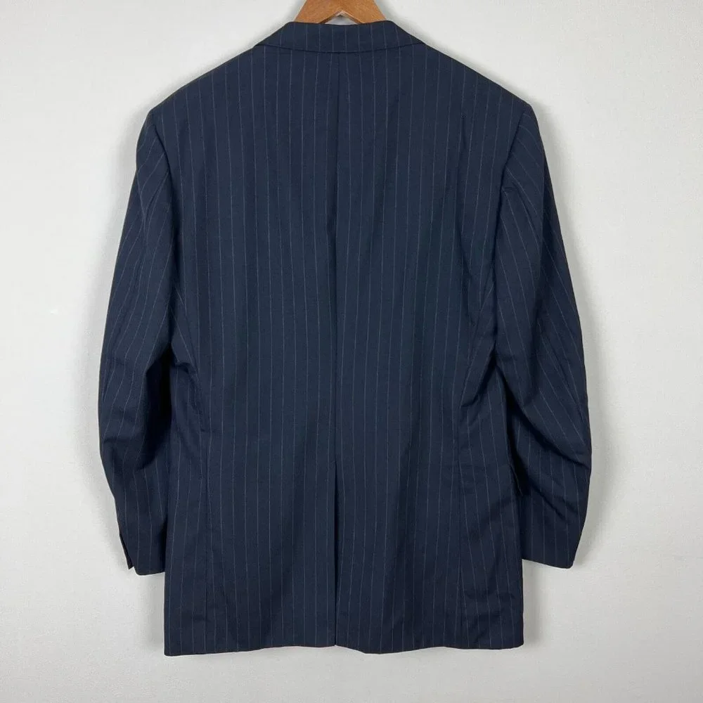 Brooks Brothers Blazer Jacket Sport Coat Mens 41L Blue Pinstripe Wool Brooksease